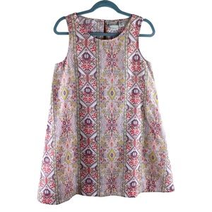 Rachel Zoe Tank Dress Sleeveless Geometric Linen Ikat Boho Trapeze Sz S